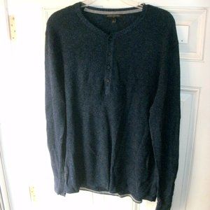 Banana Republic Navy Blue Knit Henley Pullover Sweater Cotton Rayon Nylon size L